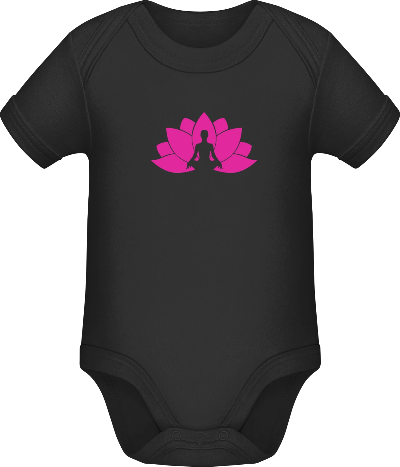 Spirituality Buddha Lotus - Black Sonar SSL organic babybodsuit - Front