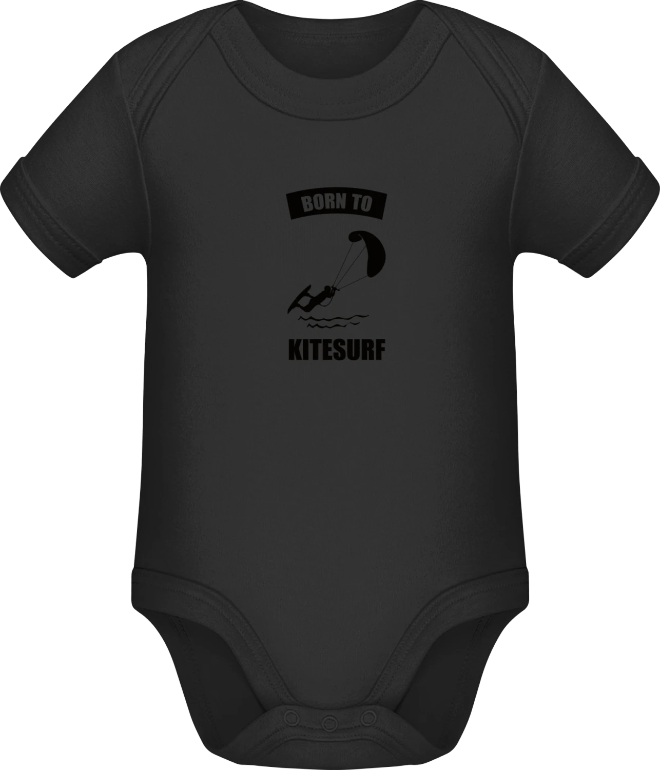 Born To Kitesurf - Black Sonar SSL organic babybodsuit - Front