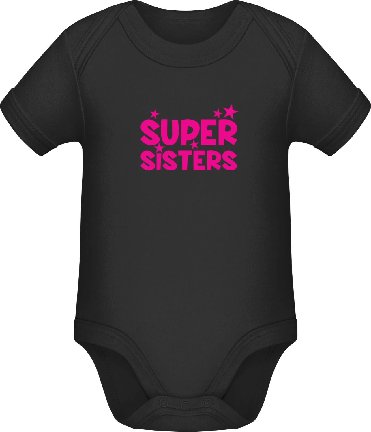 Super Sisters - Black Sonar SSL organic babybodsuit - Front