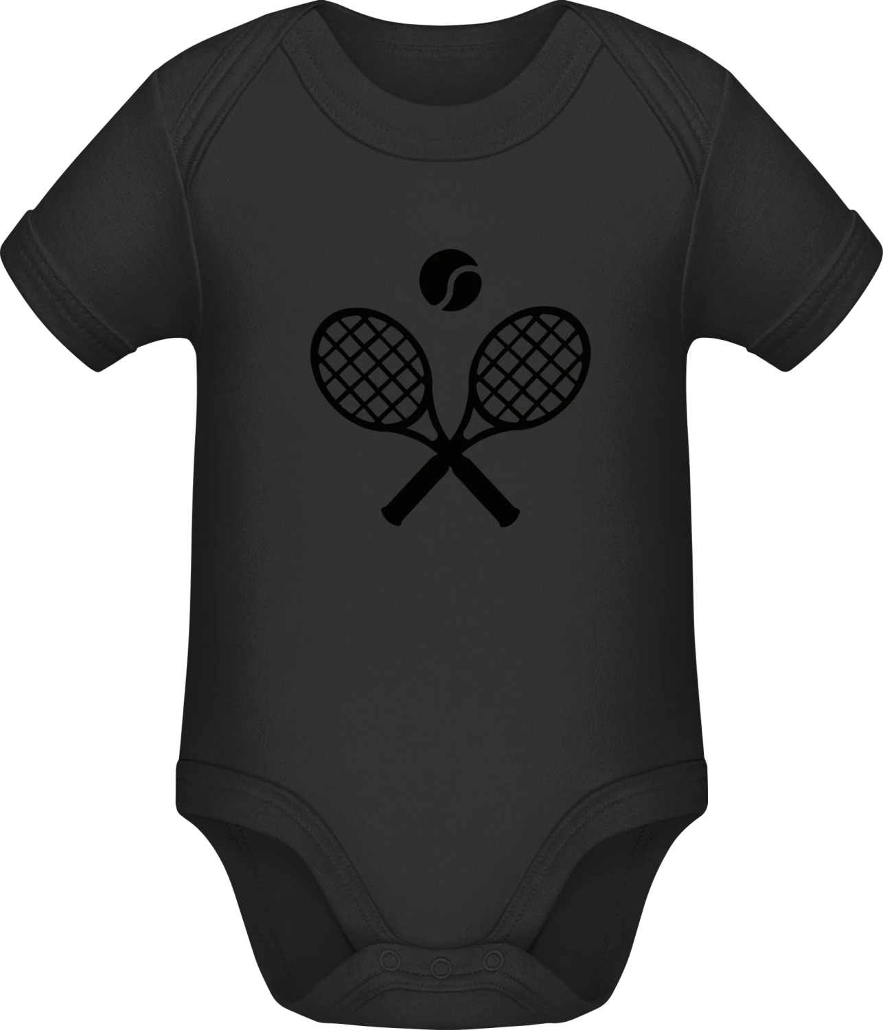 Crossed Tennis Raquets - Black Sonar SSL organic babybodsuit - Front