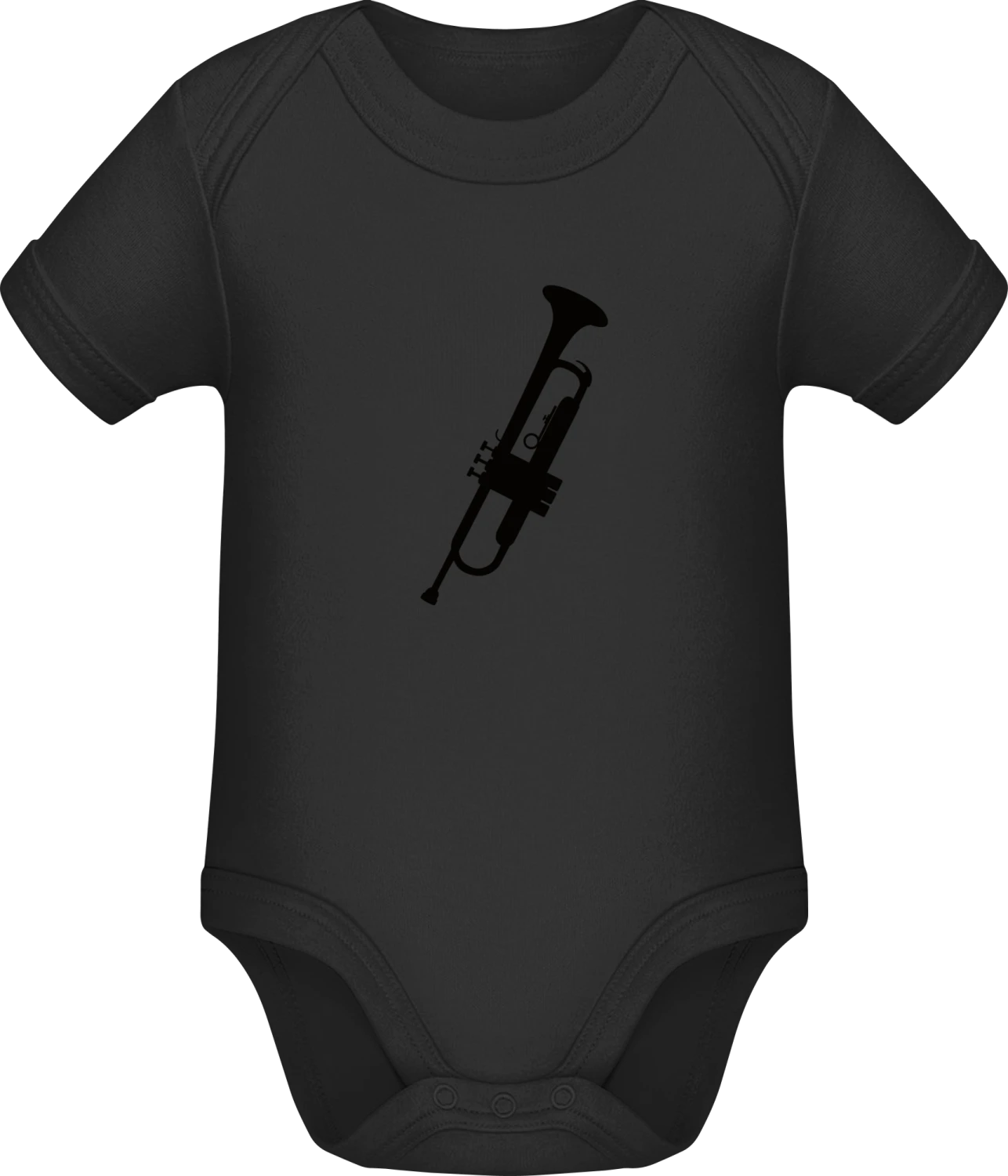 Trumpet - Black Sonar SSL organic babybodsuit - Front