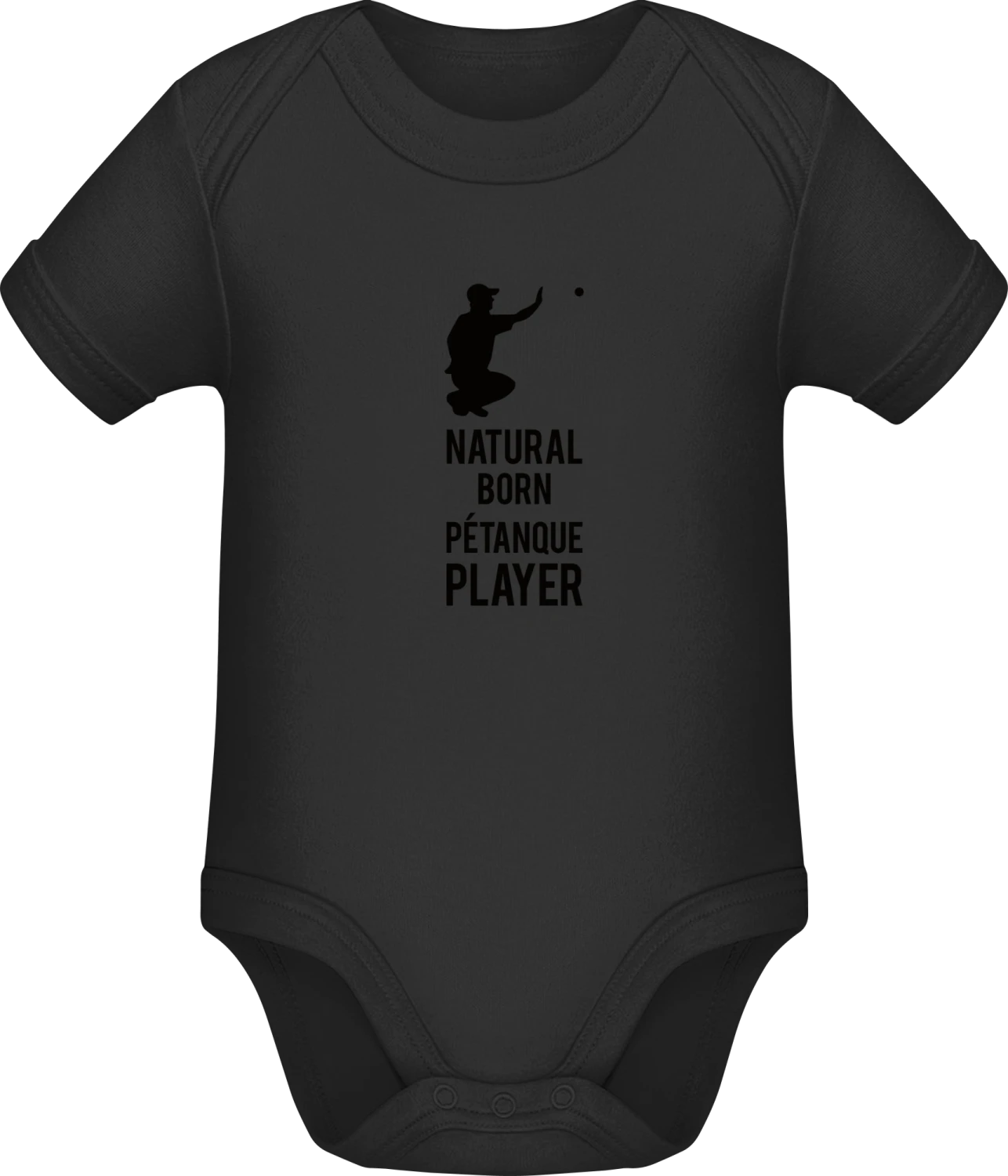 Natural Born Pétanque Player - Black Sonar SSL organic babybodsuit - Front