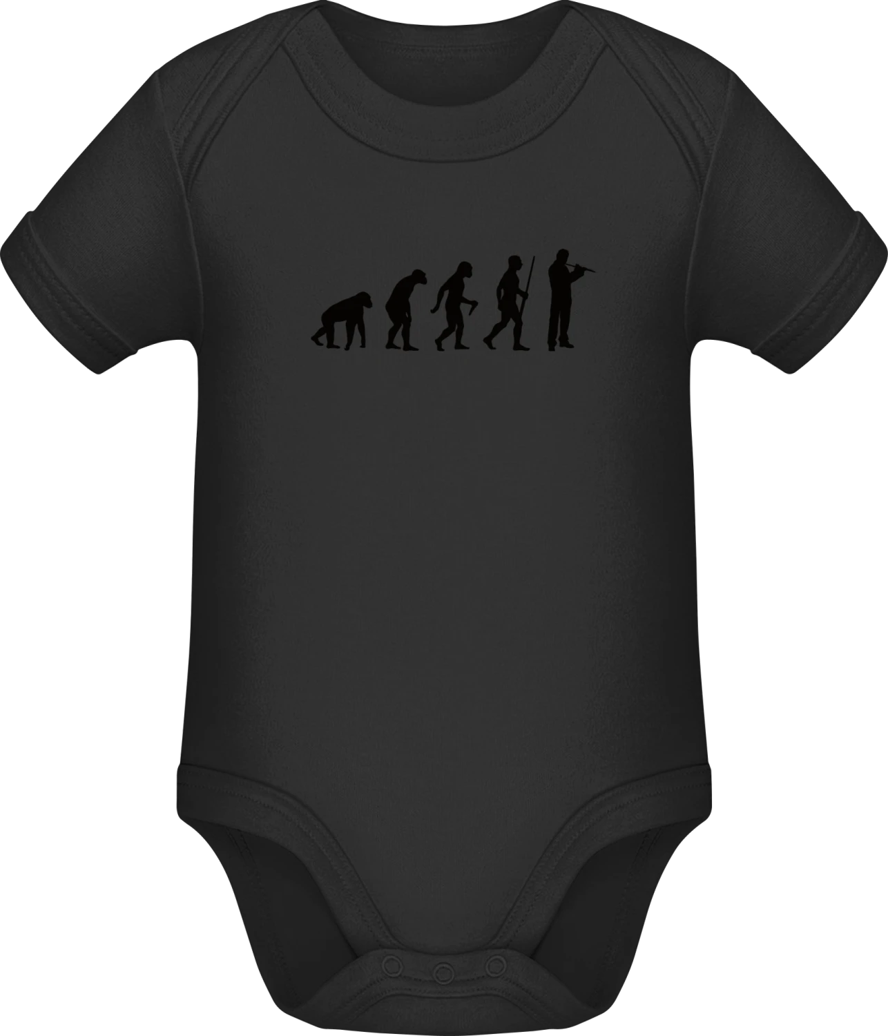 Flute Evolution - Black Sonar SSL organic babybodsuit - Front