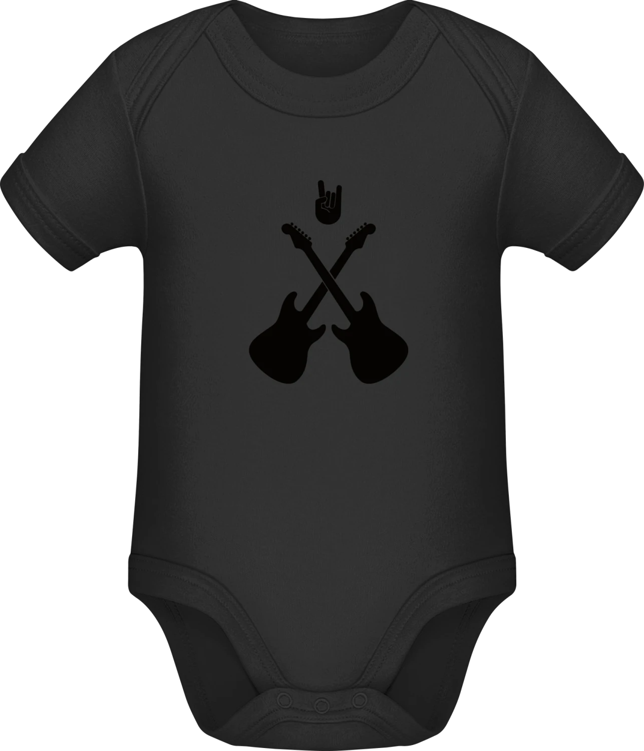 Rock On Guitars Crossed - Black Sonar SSL organic babybodsuit - Front