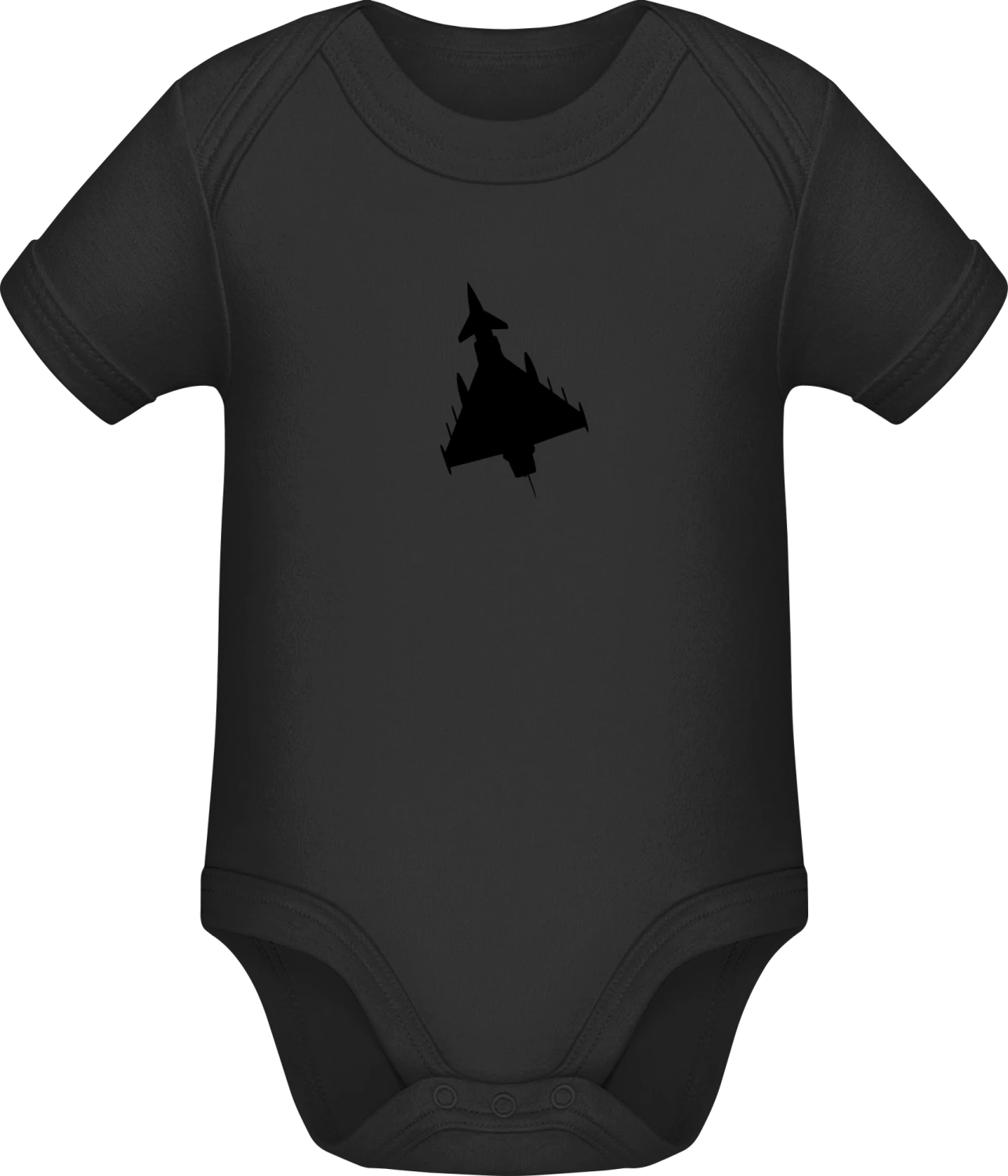 Fighter Jet Silhouette - Black Sonar SSL organic babybodsuit - Front