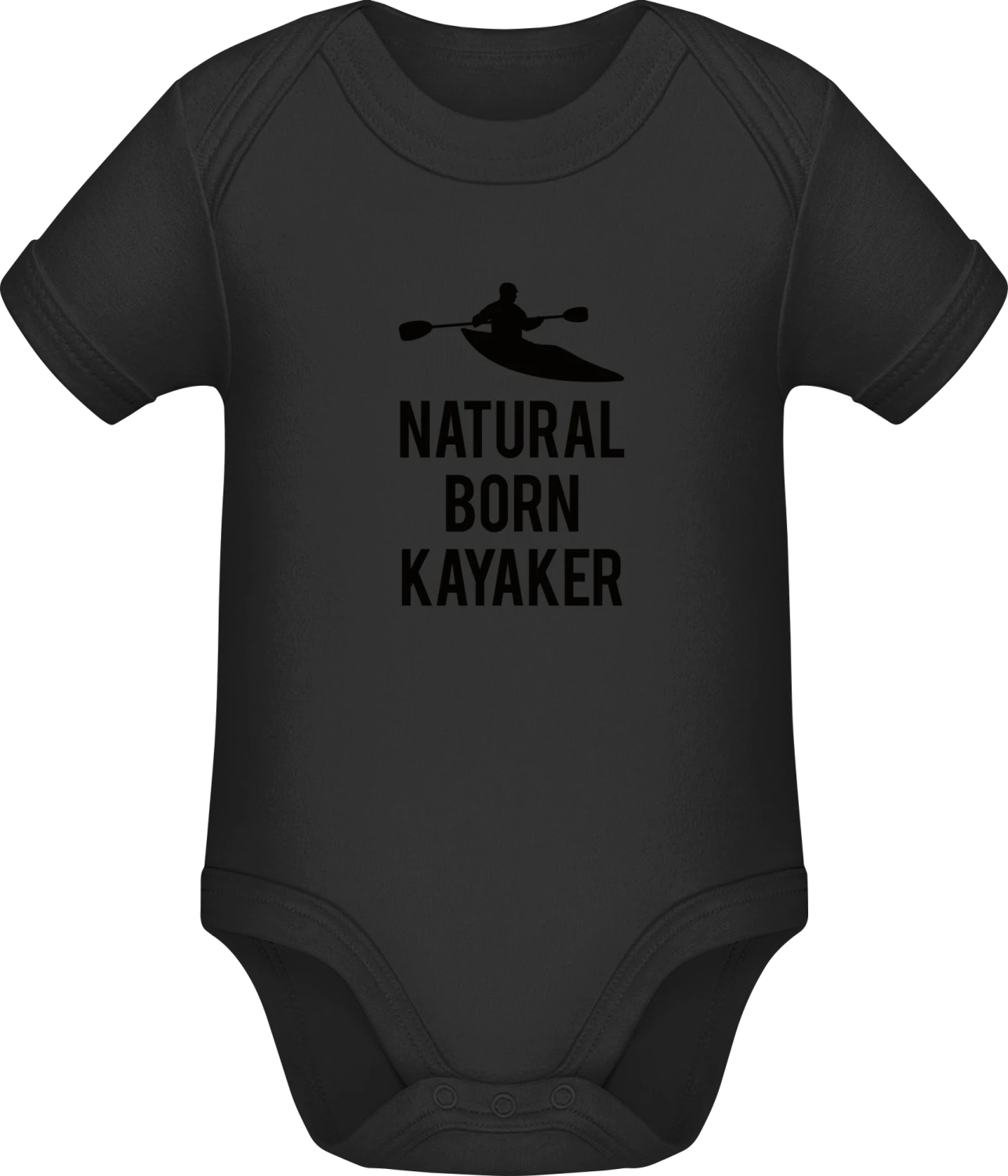 Natural Born Kayaker - Black Sonar SSL organic babybodsuit - Front