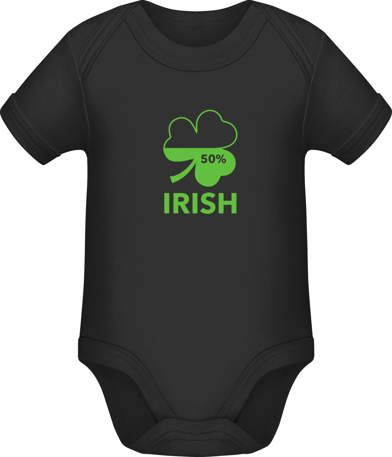 Irish 50 Percent - Black Sonar SSL organic babybodsuit - Front