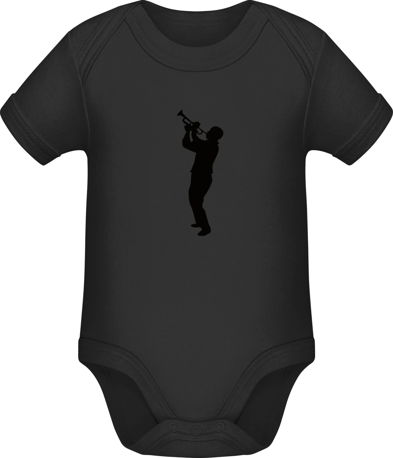 Trumpeter Silhouette - Black Sonar SSL organic babybodsuit - Front