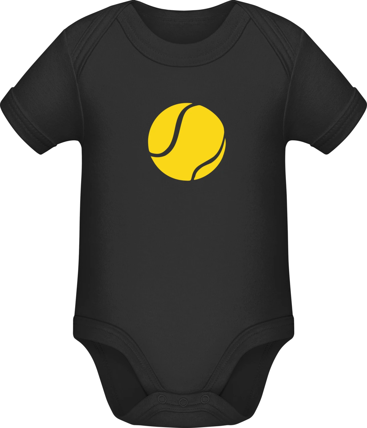 Tennis Ball - Black Sonar SSL organic babybodsuit - Front