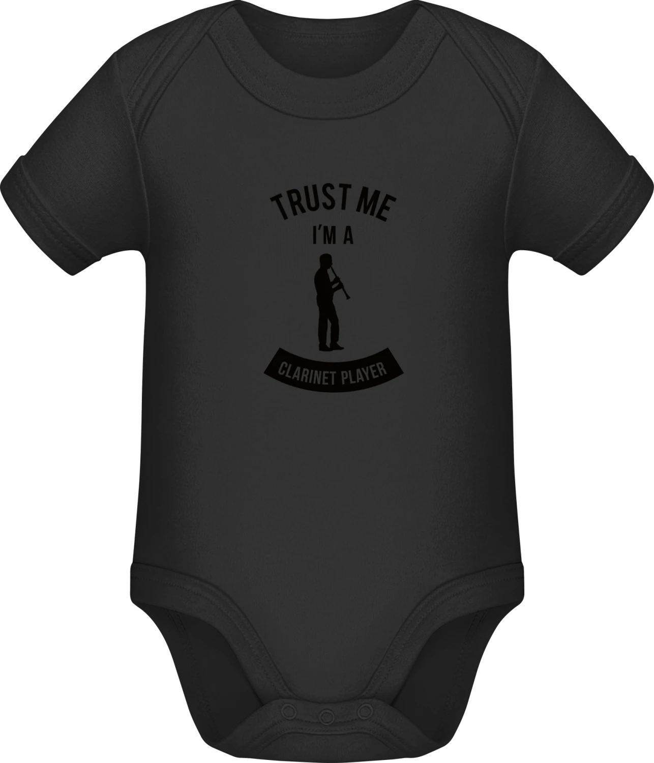 Trust Me I'm A Clarinet Player - Black Sonar SSL organic babybodsuit - Front