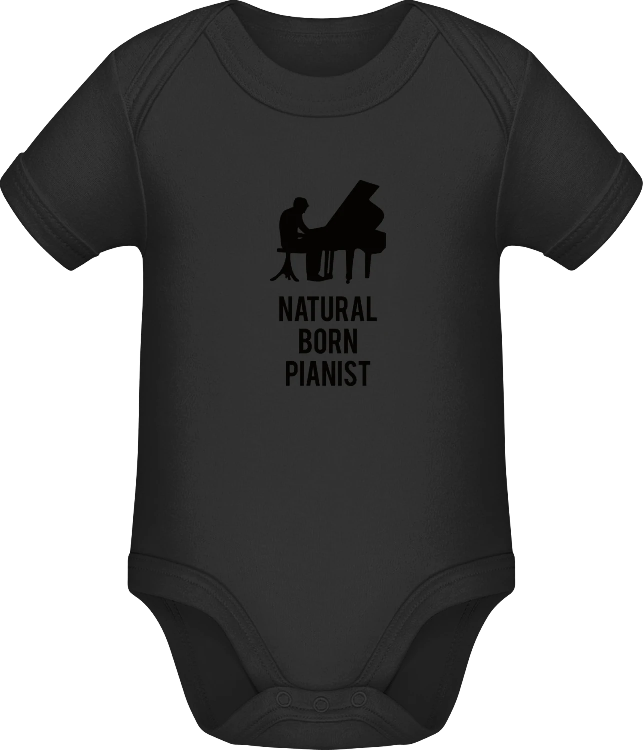 Natural Born Pianist - Black Sonar SSL organic babybodsuit - Front