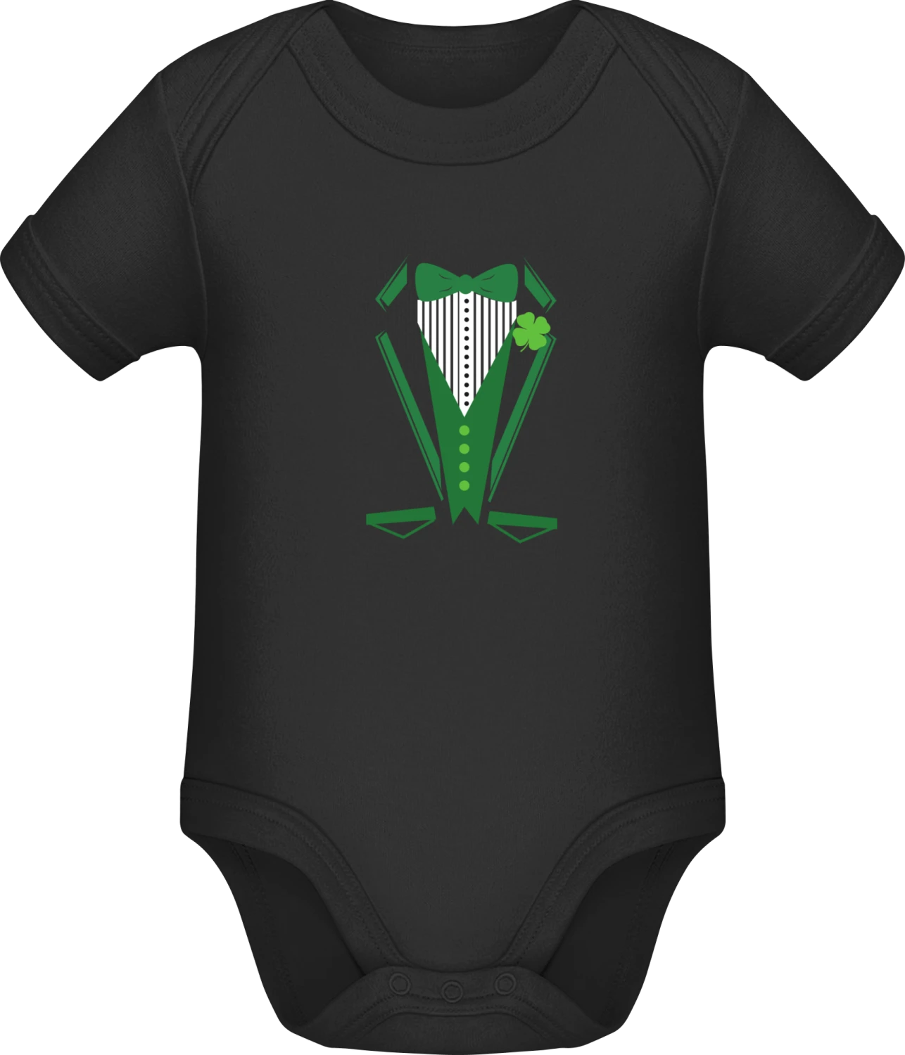 Saint Patrick's Day Costume - Black Sonar SSL organic babybodsuit - Front