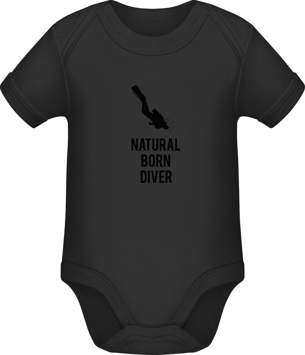 Natural Born Diver - Black Sonar SSL organic babybodsuit - Front