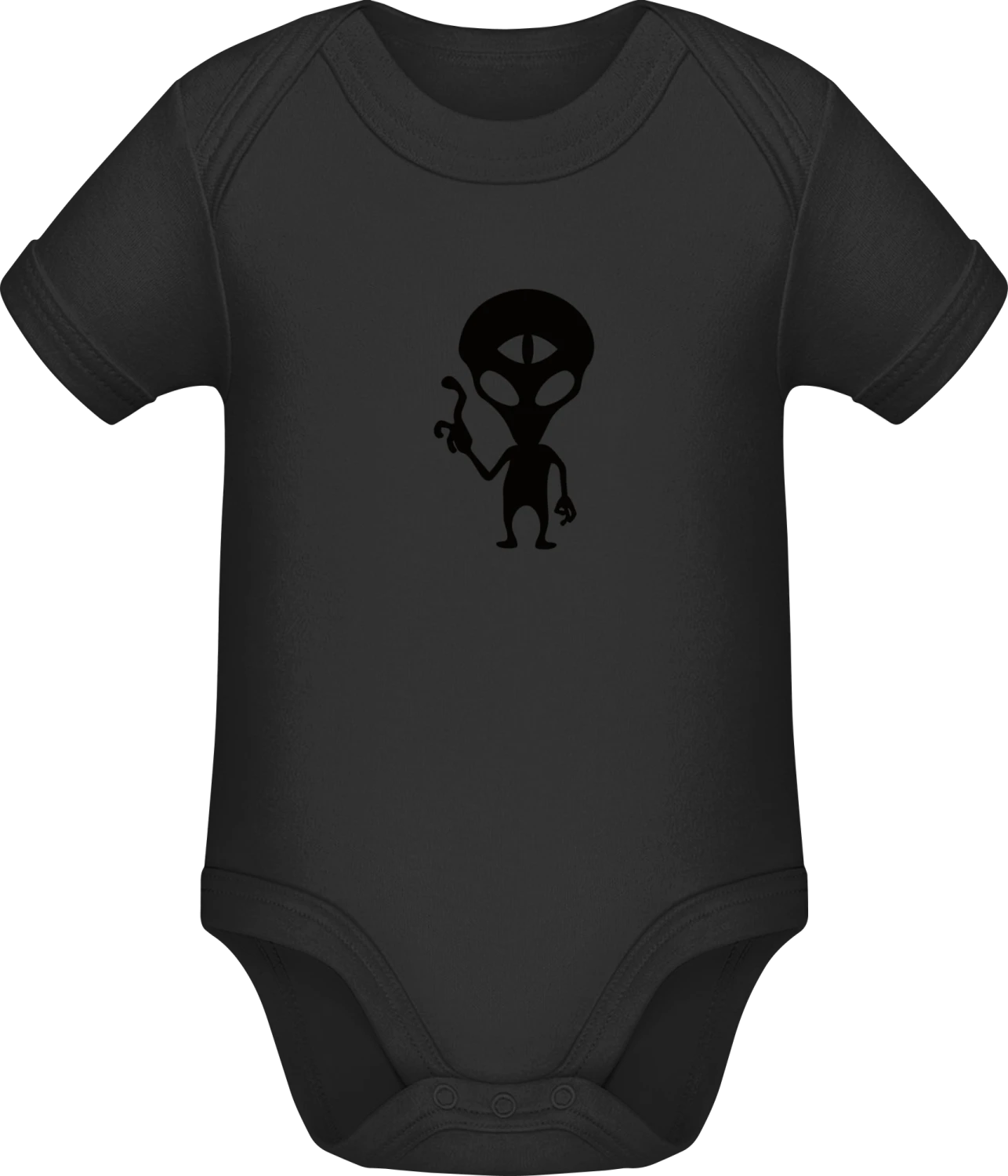 Sweet Alien - Black Sonar SSL organic babybodsuit - Front