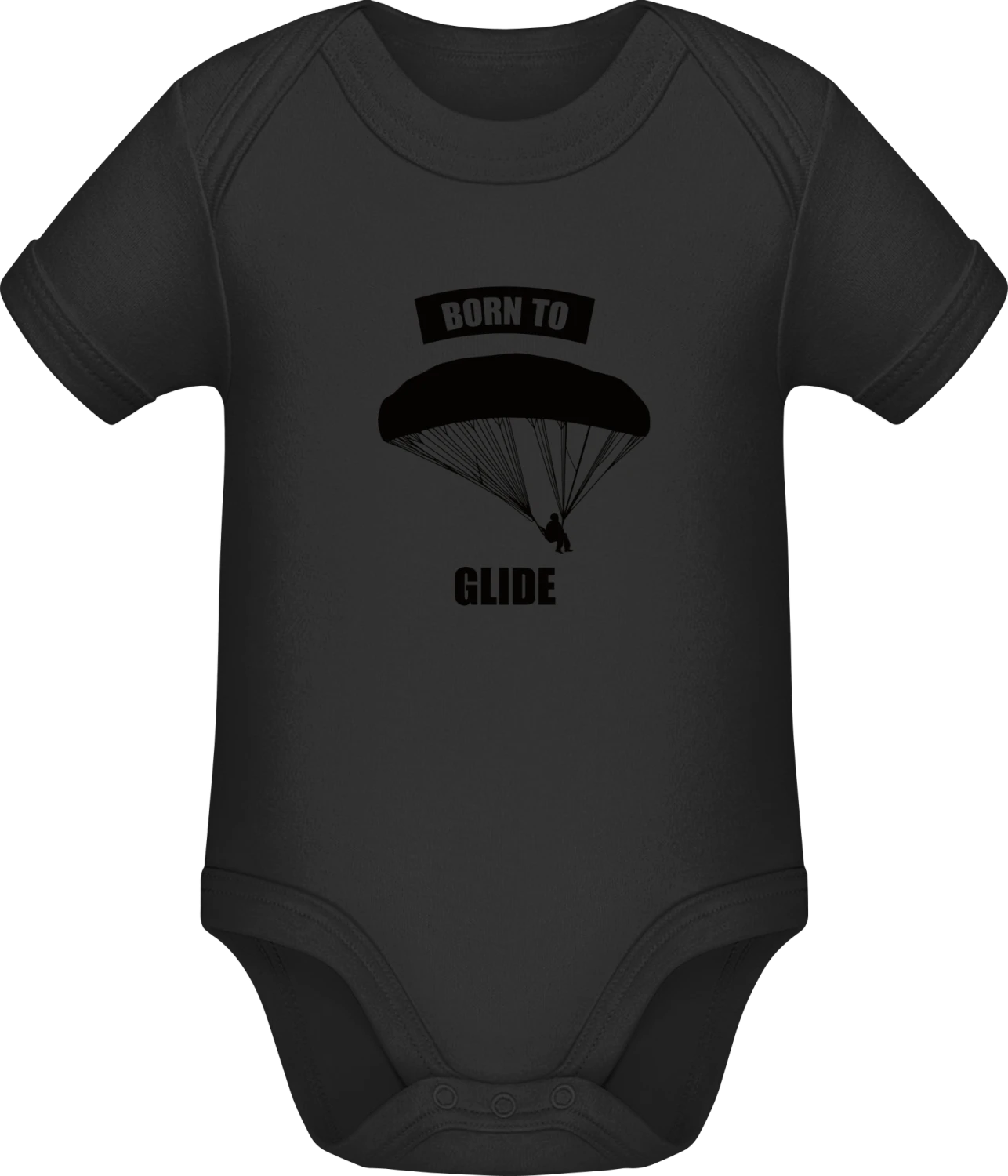 Born To Glide - Black Sonar SSL organic babybodsuit - Front