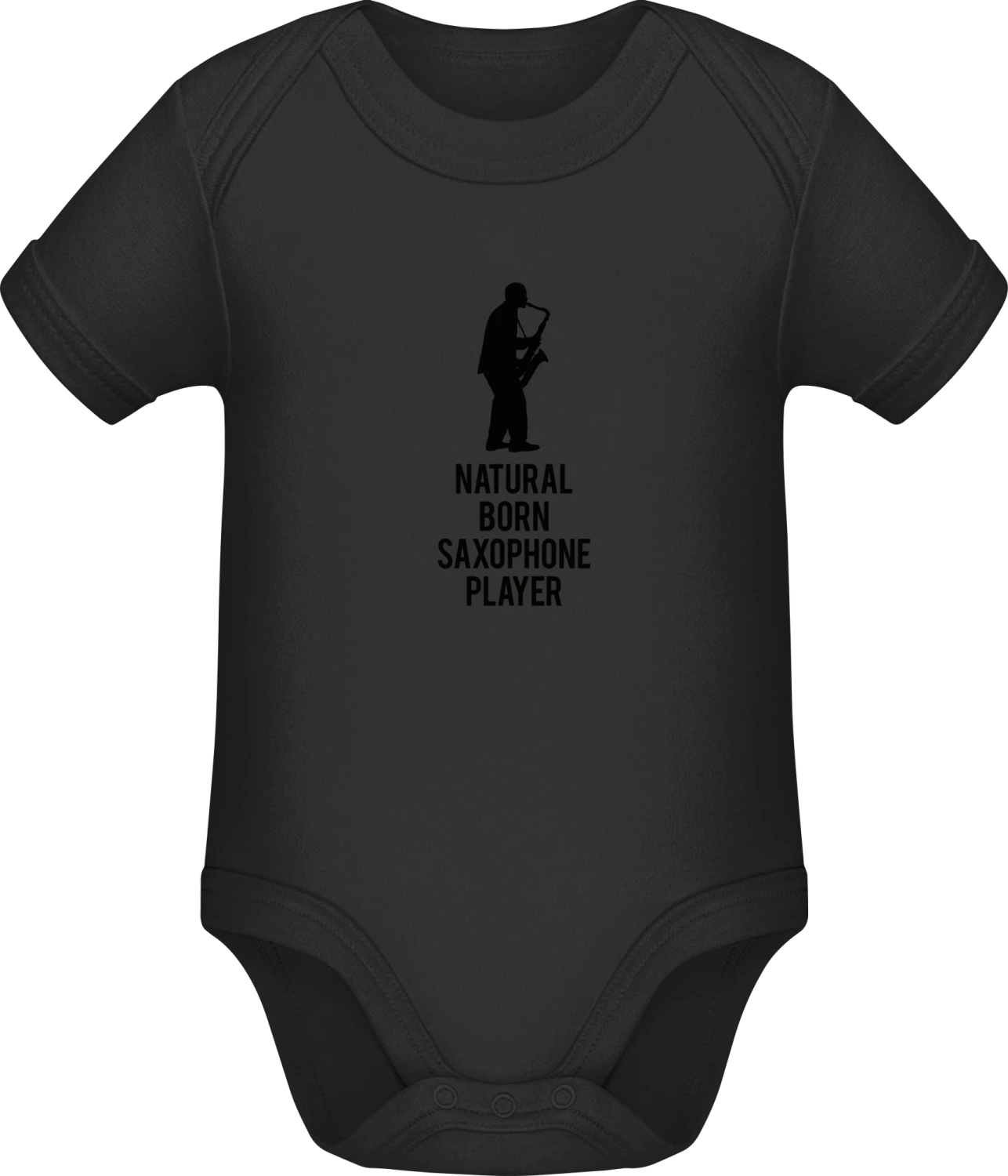 Natural Born Saxophone Player - Black Sonar SSL organic babybodsuit - Front