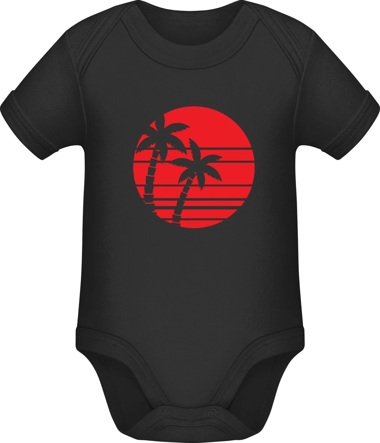 Palms Sunset - Black Sonar SSL organic babybodsuit - Front