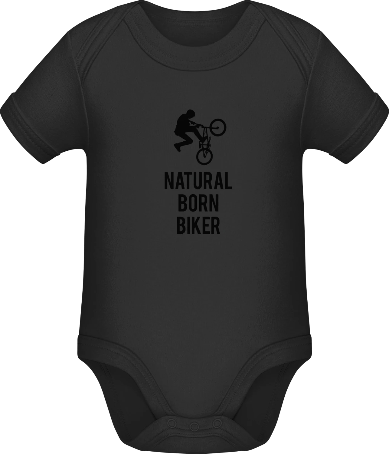 Natural Born Biker - Black Sonar SSL organic babybodsuit - Front