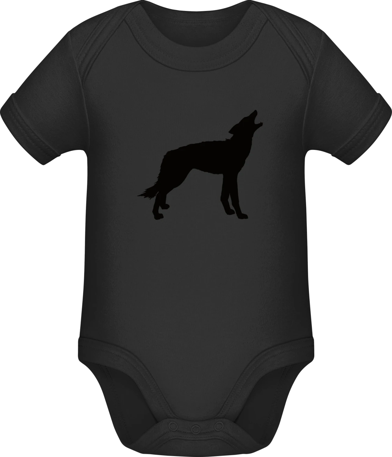 Wolf - Black Sonar SSL organic babybodsuit - Front