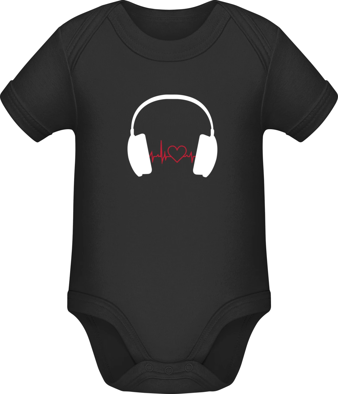 Heartbeat Music Headphones - Black Sonar SSL organic babybodsuit - Front