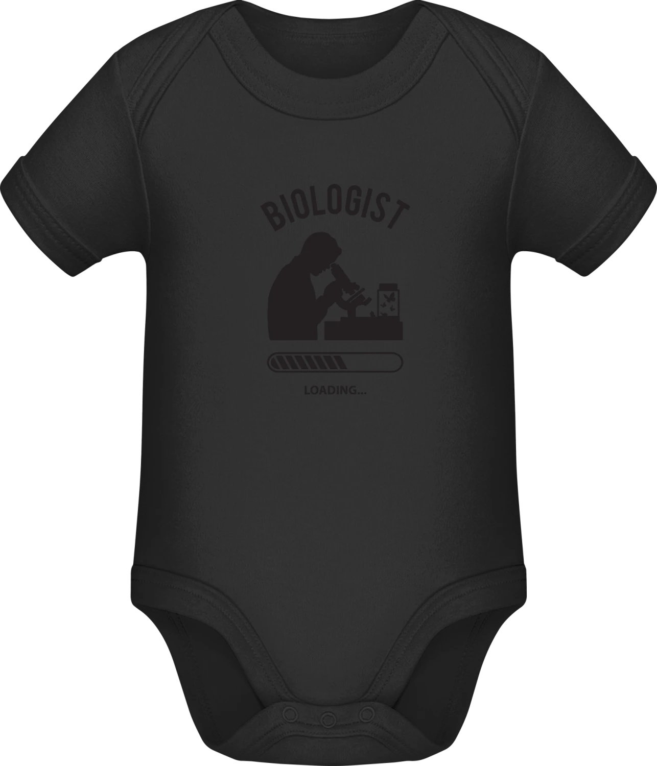 Biologist Loading - Black Sonar SSL organic babybodsuit - Front