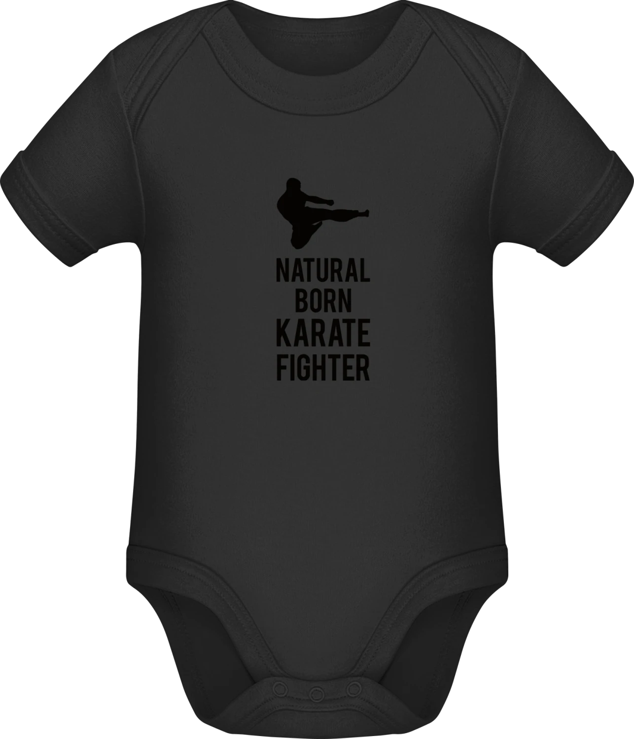 Natural Born Karate Fighter - Black Sonar SSL organic babybodsuit - Front