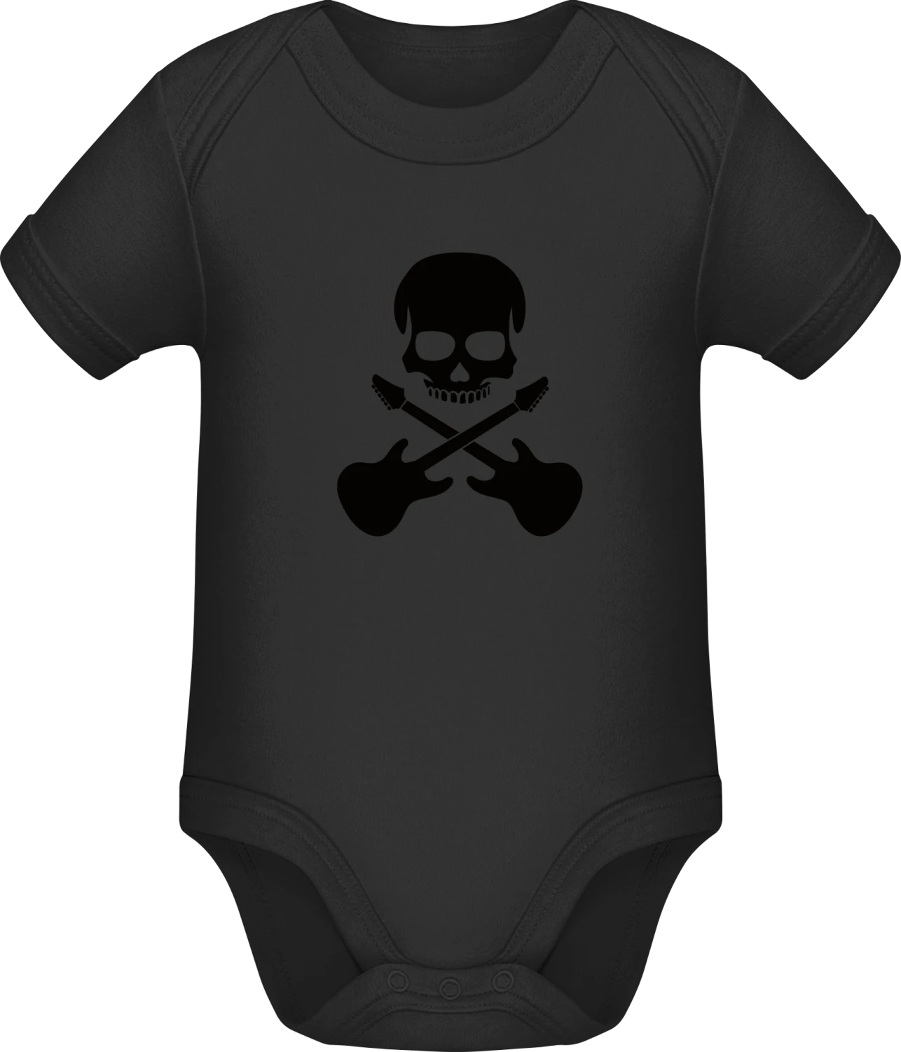 Guitarist Skull - Black Sonar SSL organic babybodsuit - Front