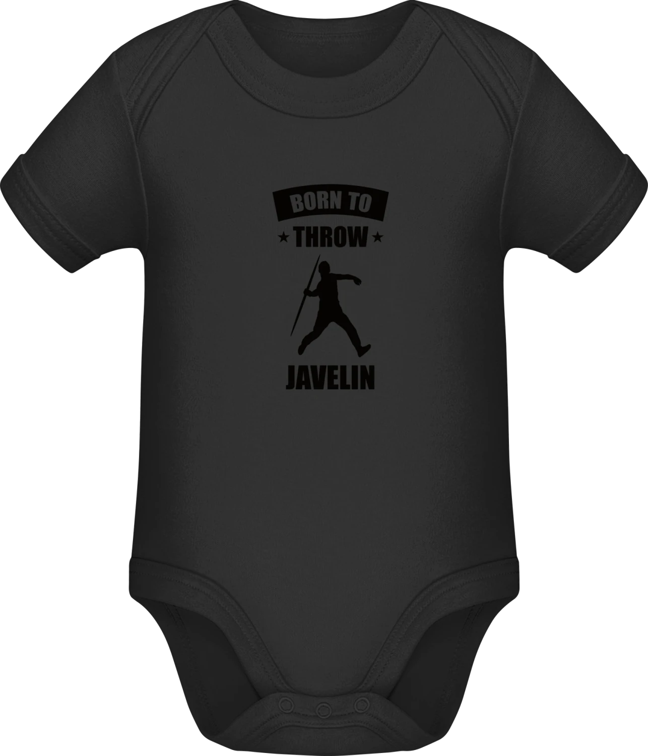 Born To Throw Javelin - Black Sonar SSL organic babybodsuit - Front