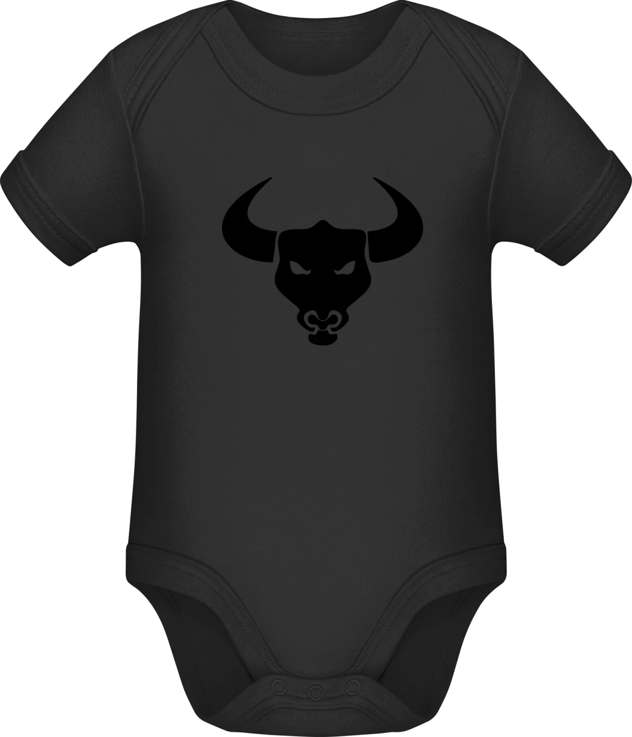 Bull Head - Black Sonar SSL organic babybodsuit - Front