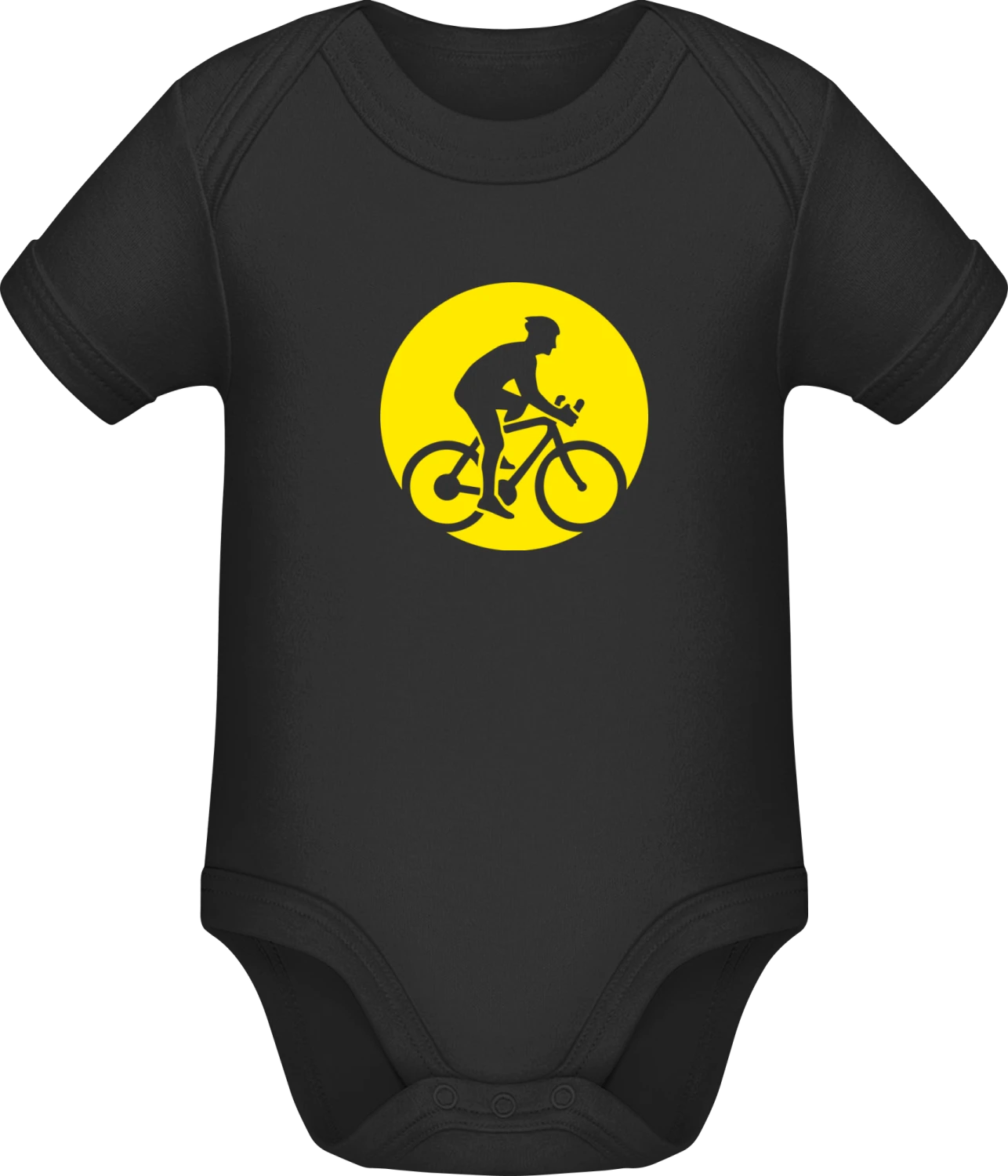 Bicycle Biker In The Moon - Black Sonar SSL organic babybodsuit - Front