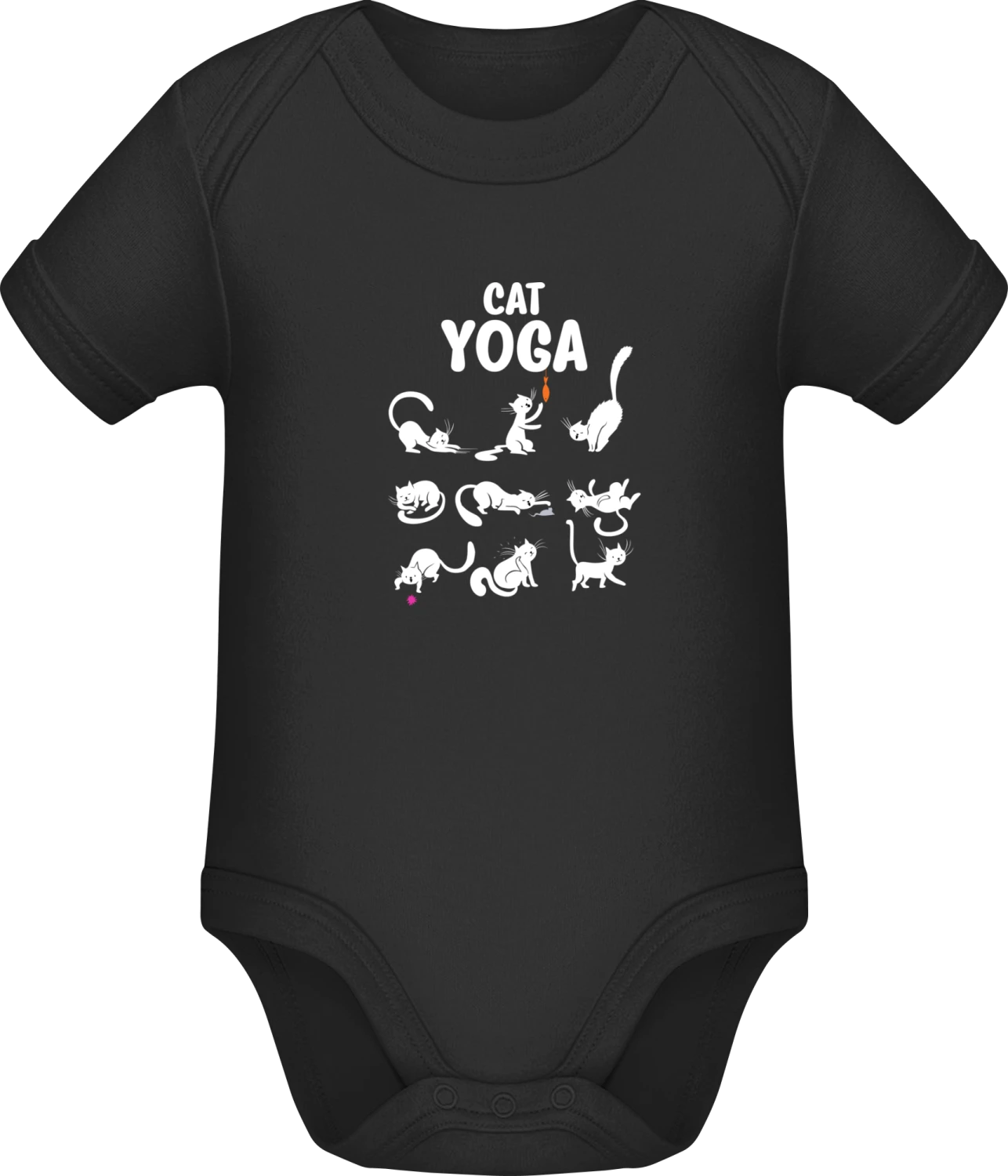 Cat Yoga - Black Sonar SSL organic babybodsuit - Front