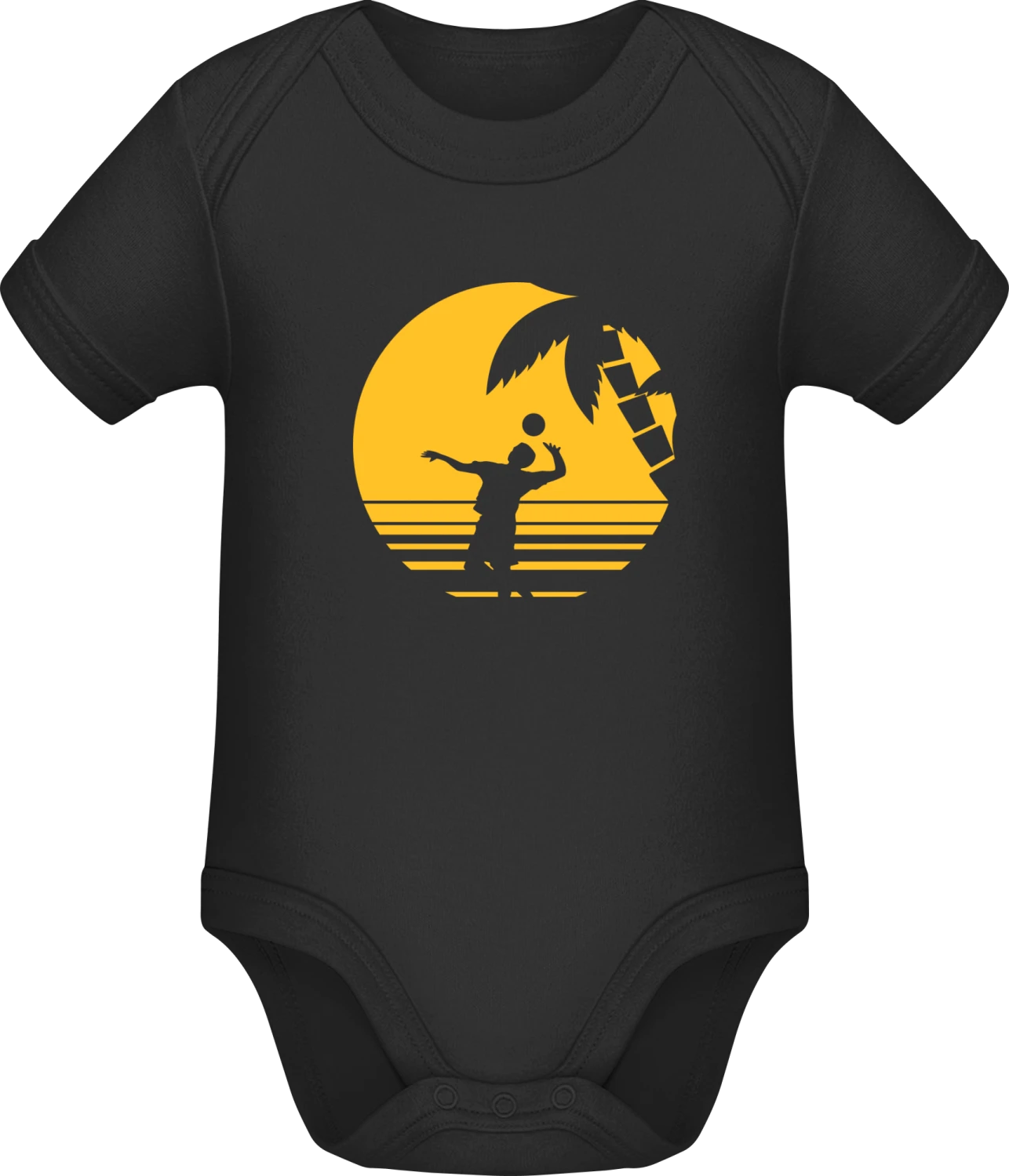 Beach Volleyball Sunset  - Black Sonar SSL organic babybodsuit - Front