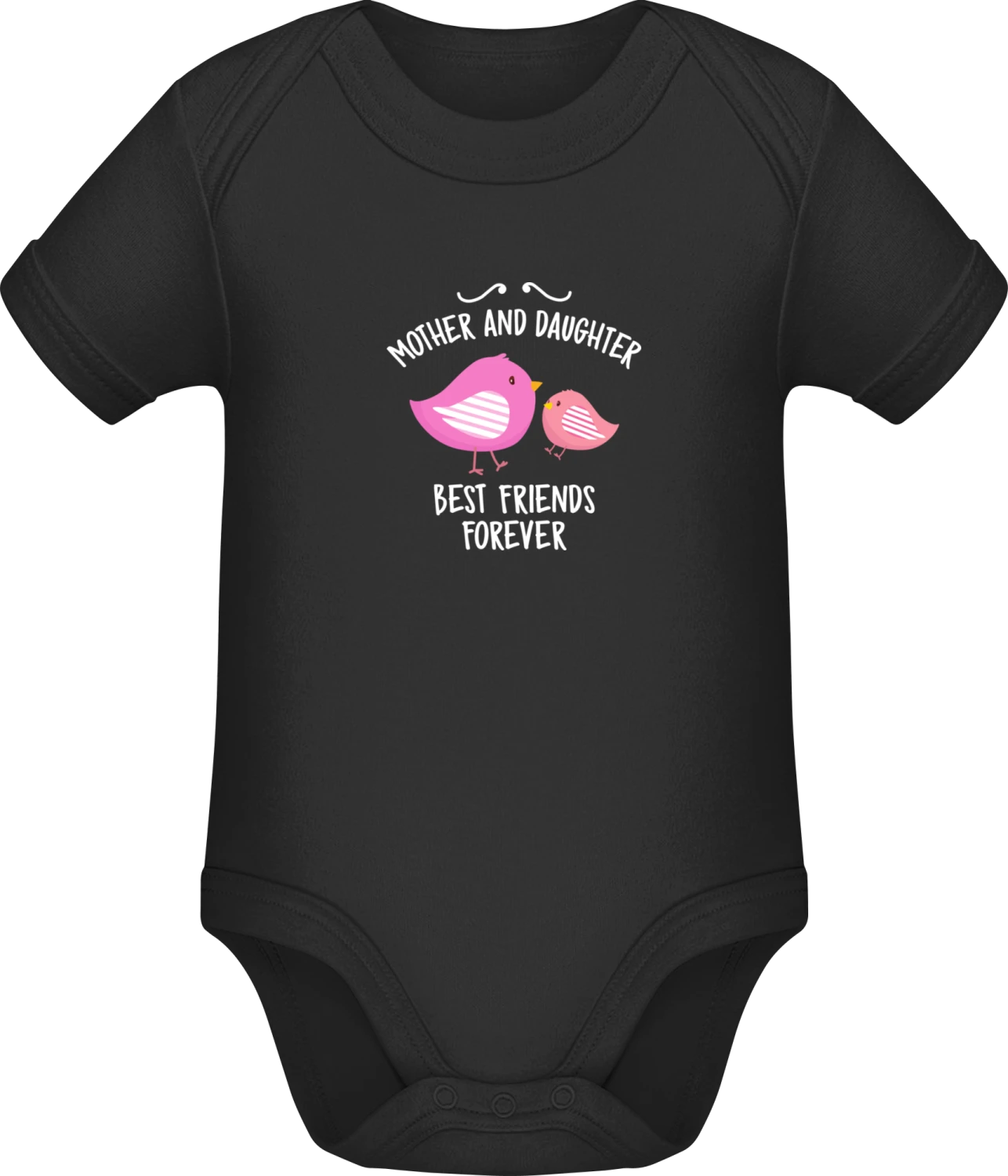 Mother And Daughter Best Friends - Black Sonar SSL organic babybodsuit - Front