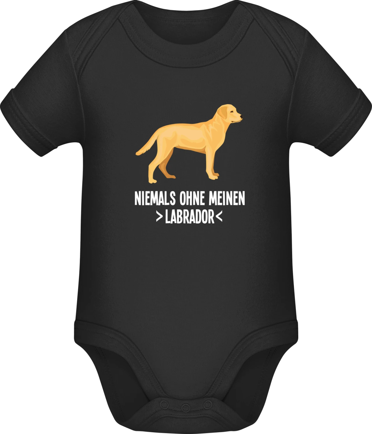 Niemals ohne meinen Labrador - Black Sonar SSL organic babybodsuit - Front