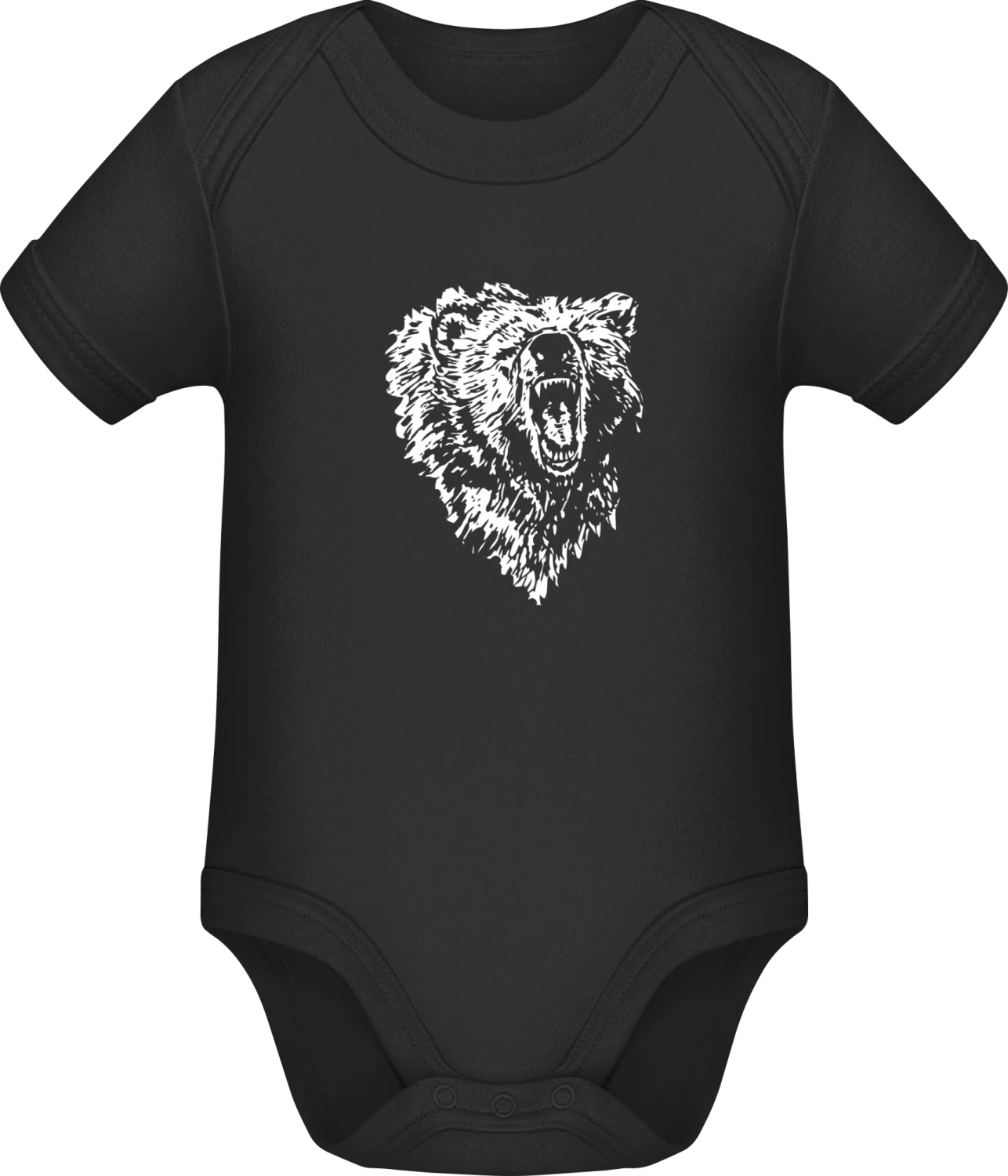 Bear Head Effect - Black Sonar SSL organic babybodsuit - Front