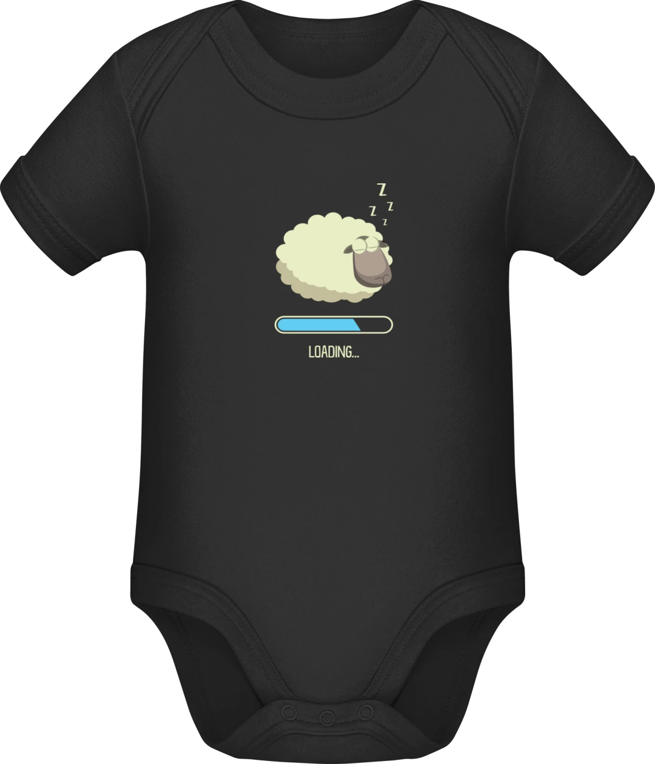 Sleep Loading - Black Sonar SSL organic babybodsuit - Front