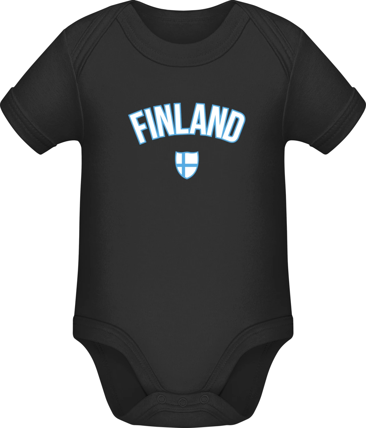 FINLAND Fan - Black Sonar SSL organic babybodsuit - Front