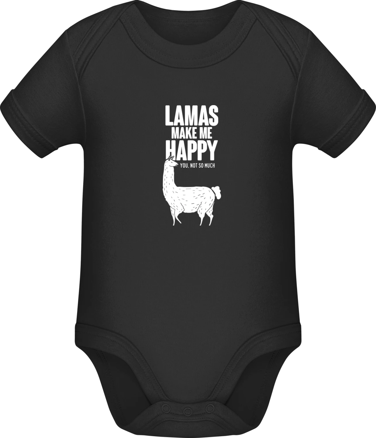 Llamas Make Me Happy - Black Sonar SSL organic babybodsuit - Front