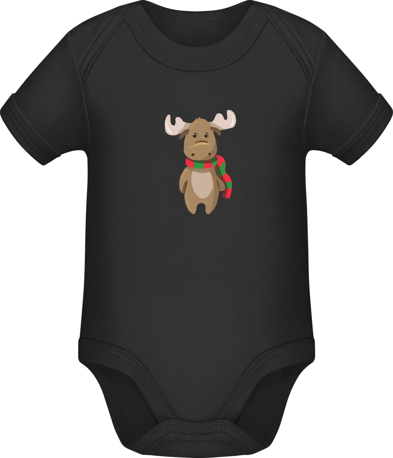 Little Elk Moose - Black Sonar SSL organic babybodsuit - Front