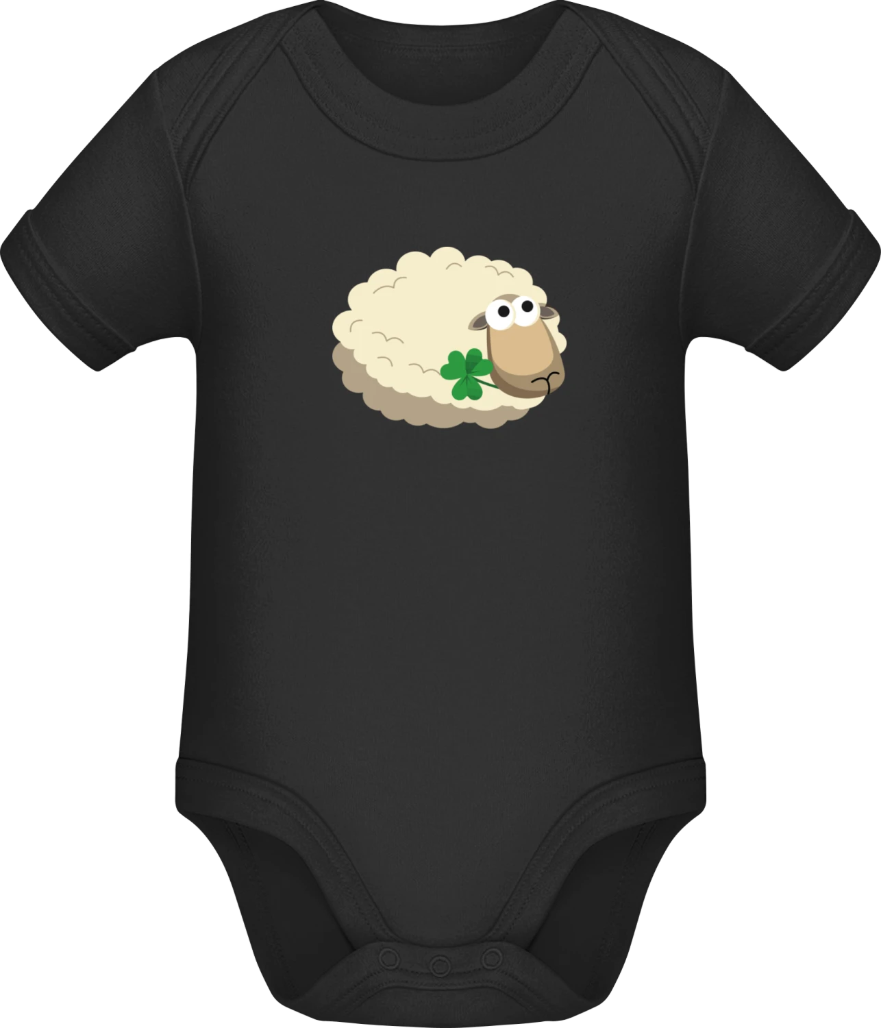 Lucky Sheep - Black Sonar SSL organic babybodsuit - Front