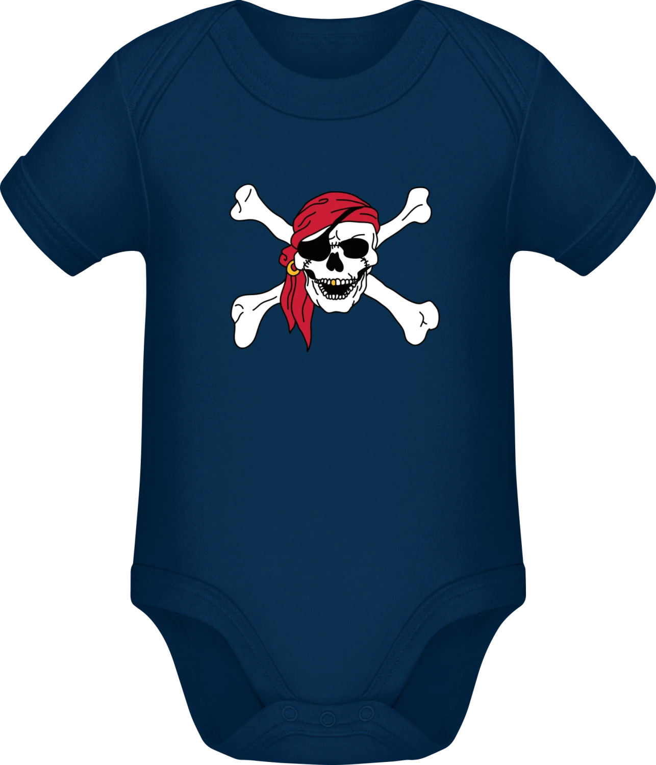 Pirate Skull And Crossbones - Dark Blue Sonar SSL organic babybodsuit - Front