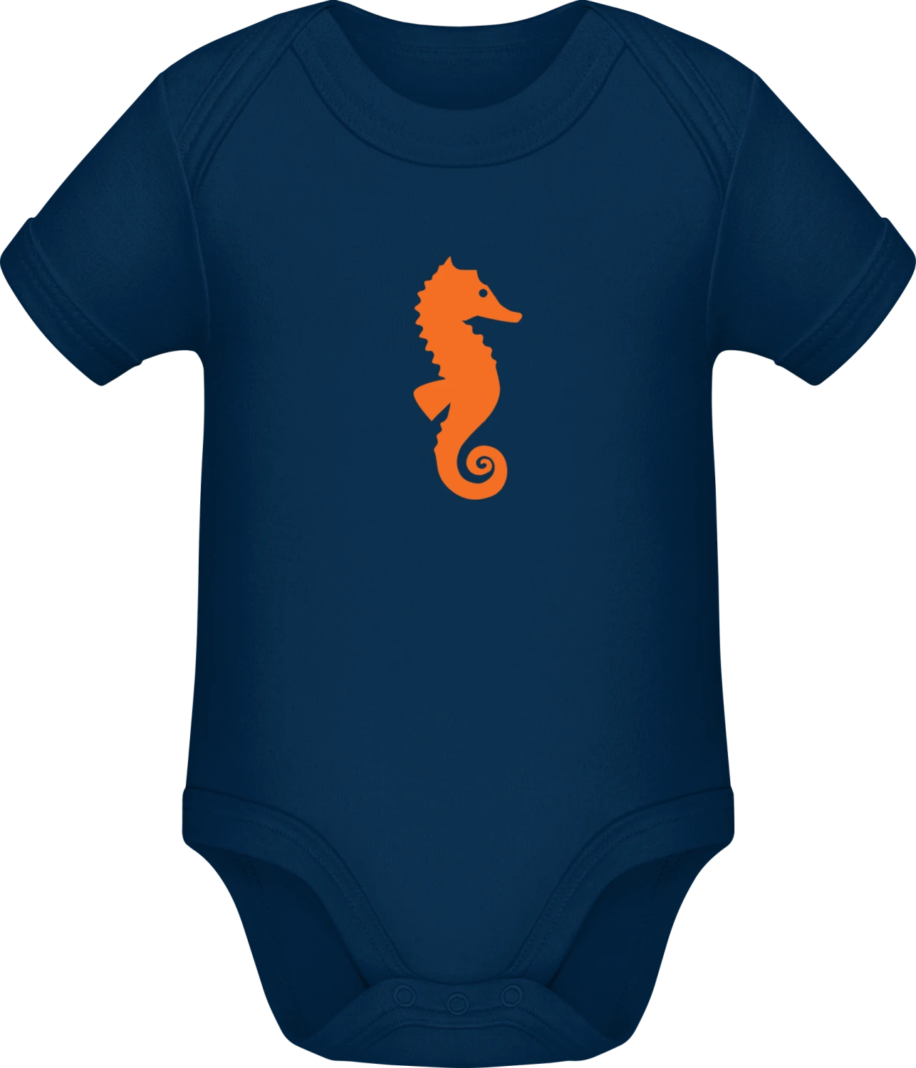 Seepferdchen - Dark Blue Sonar SSL organic babybodsuit - Front