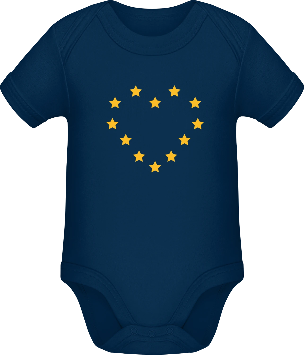 EU Herz Sterne - Dark Blue Sonar SSL organic babybodsuit - Front