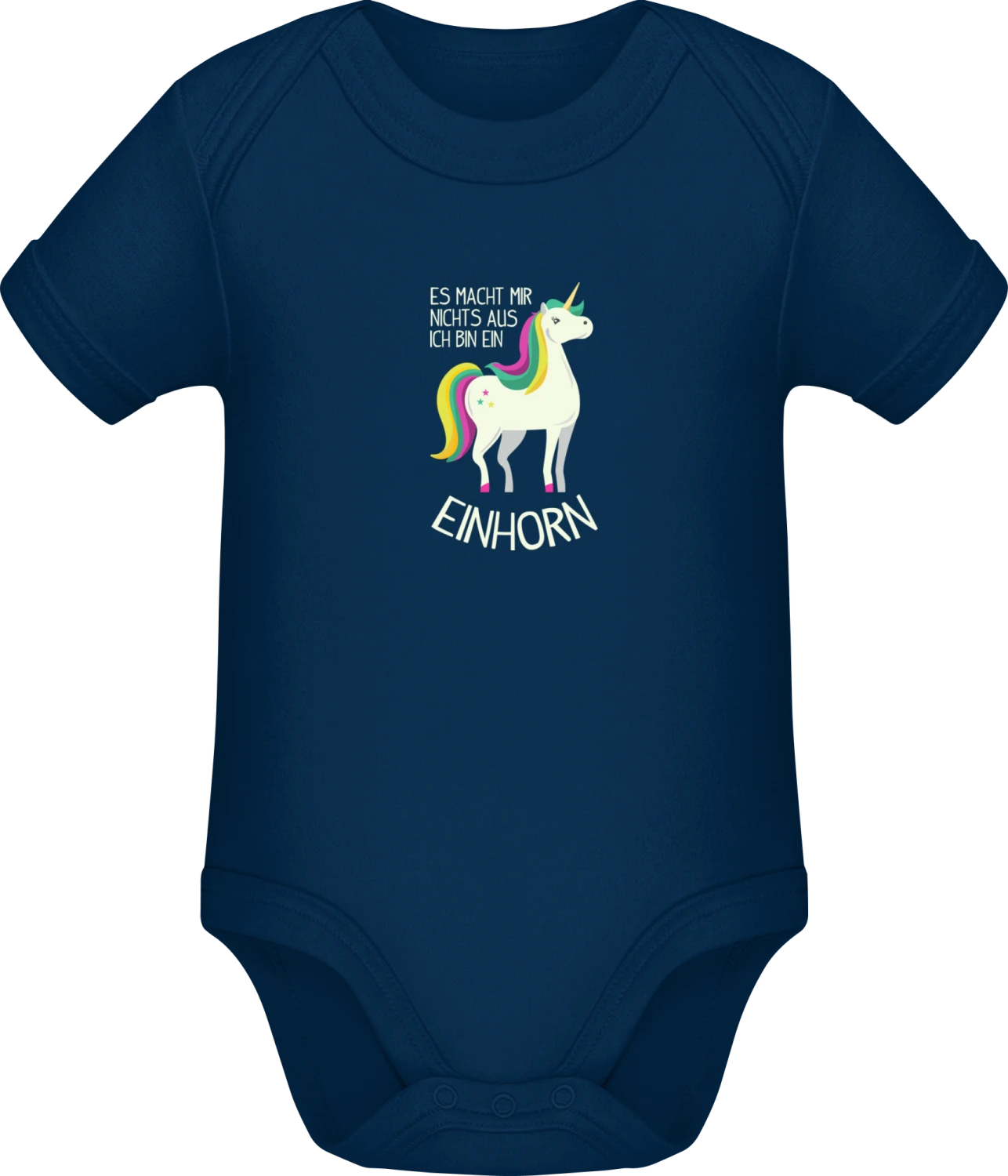 Es macht mir nichts aus ich bin ein Einhorn - Dark Blue Sonar SSL organic babybodsuit - Front