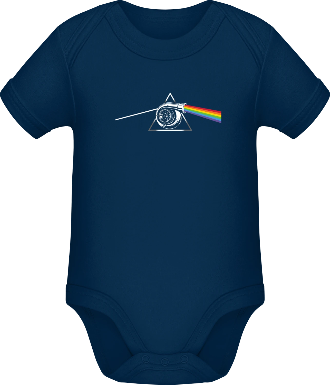 Rainbow Turbocharger - Dark Blue Sonar SSL organic babybodsuit - Front