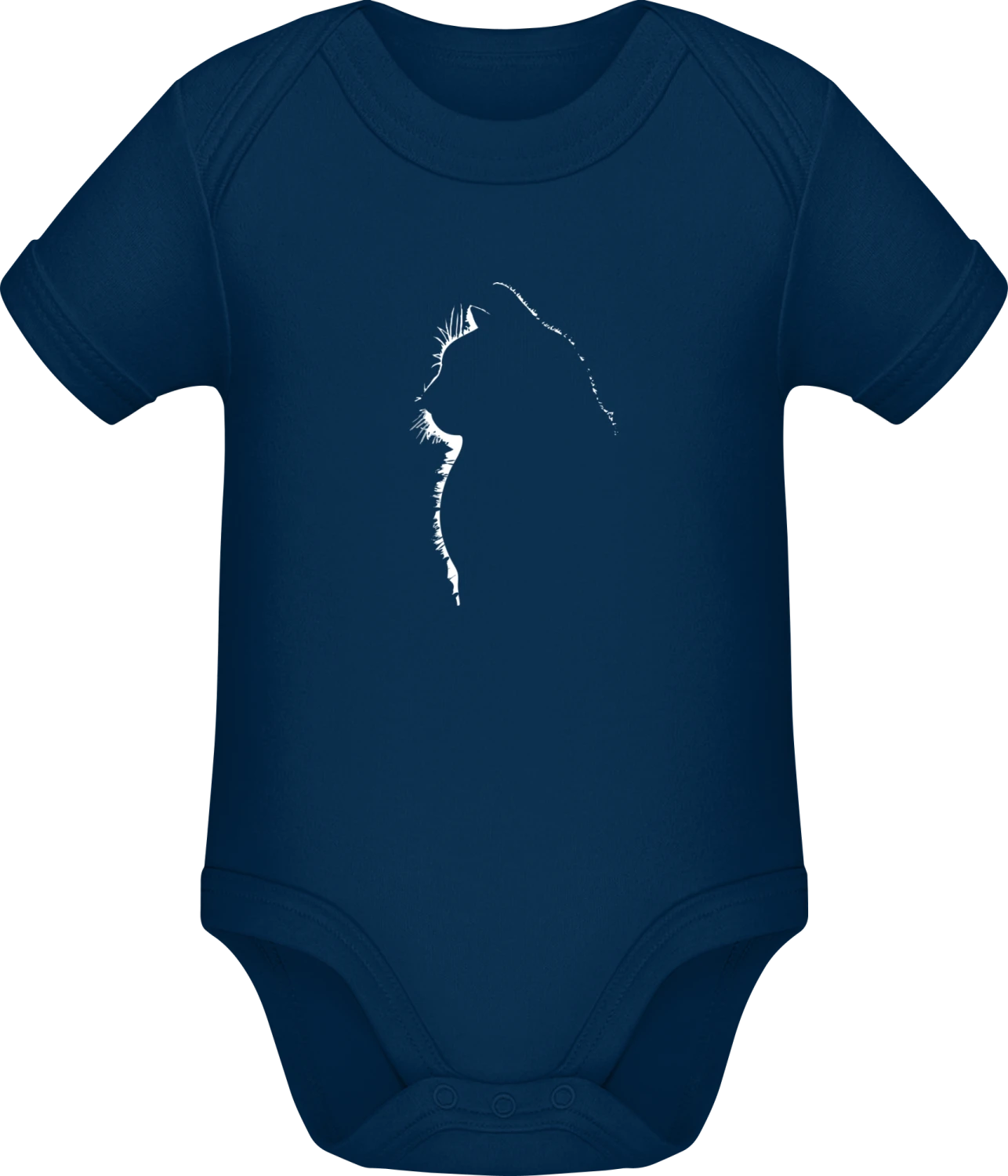 Cat Silhouette Light Reflectiion - Dark Blue Sonar SSL organic babybodsuit - Front