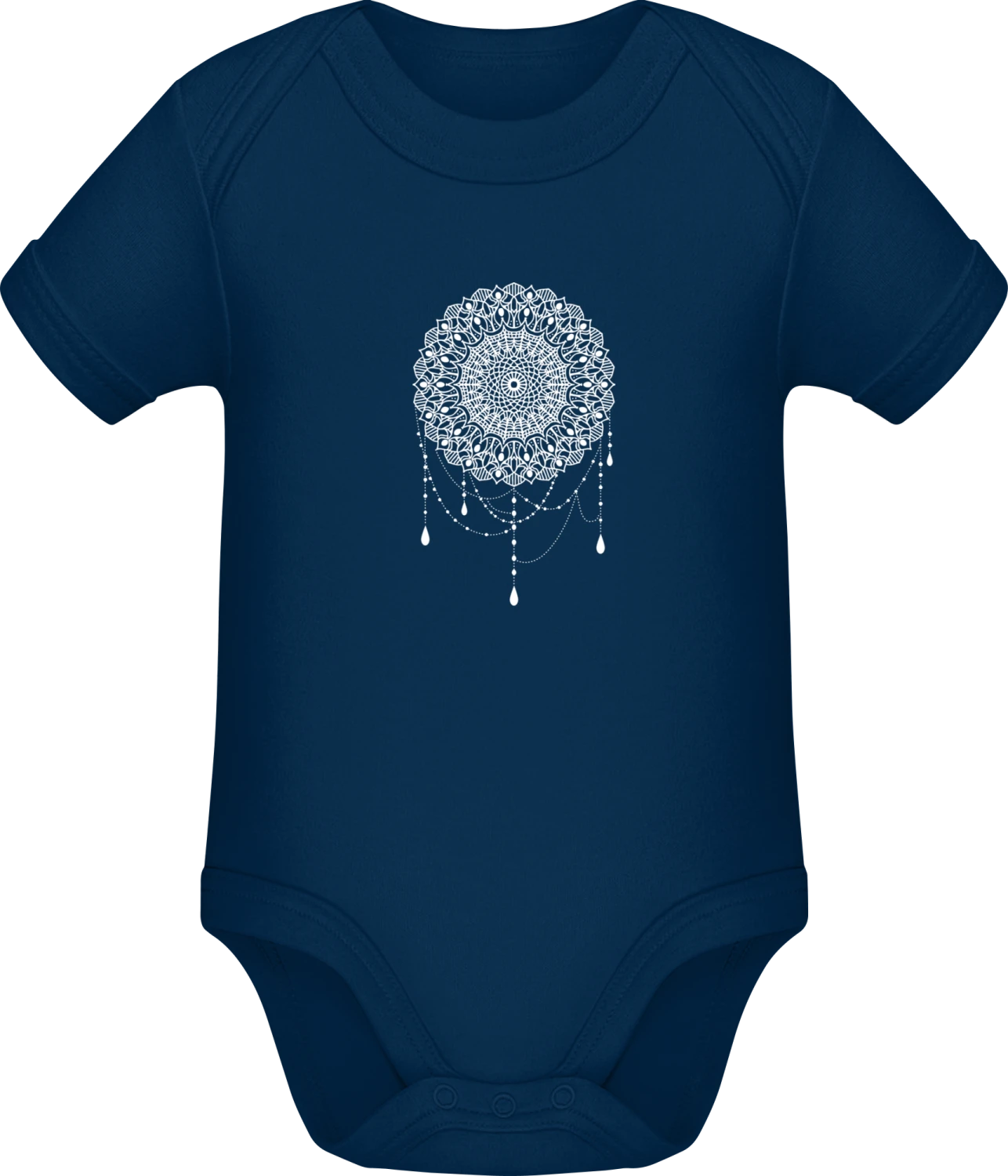 Outline Mandala  - Dark Blue Sonar SSL organic babybodsuit - Front