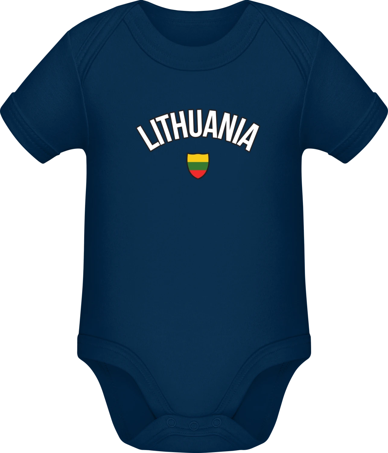 LITHUANIA Fan - Dark Blue Sonar SSL organic babybodsuit - Front