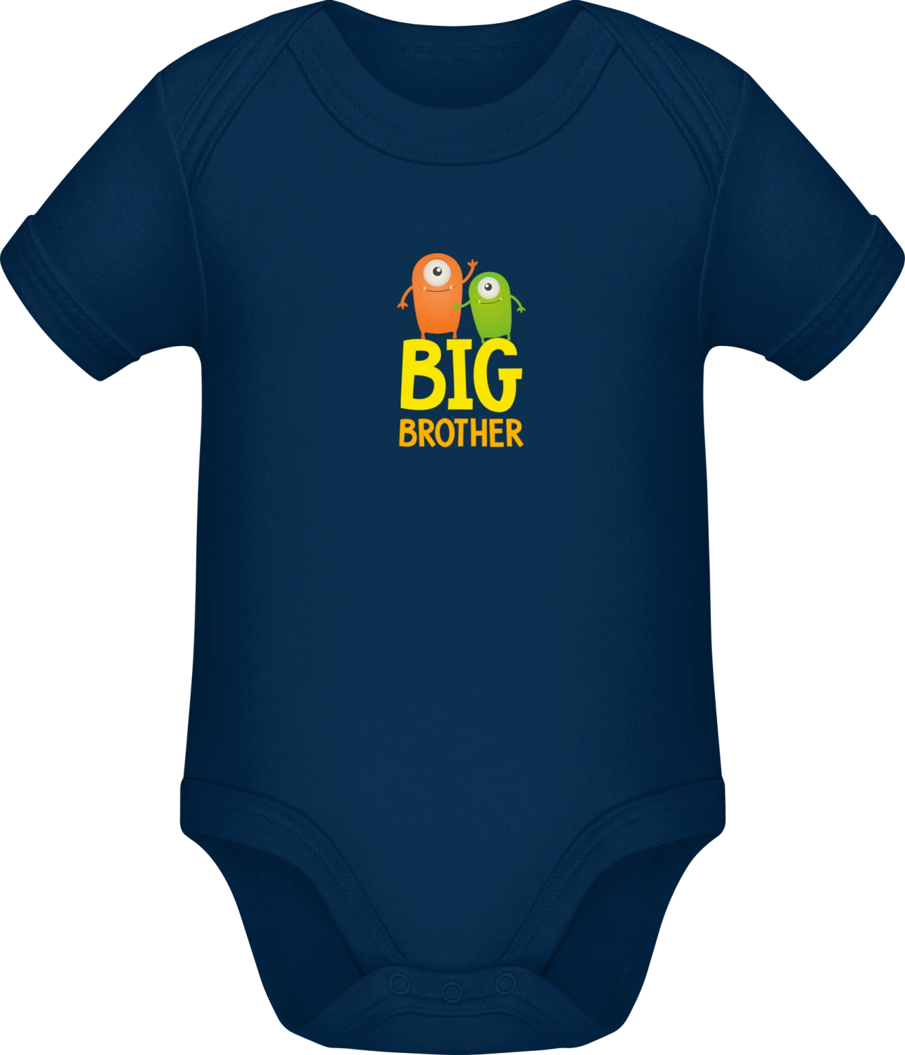 Big Brother Monster - Dark Blue Sonar SSL organic babybodsuit - Front