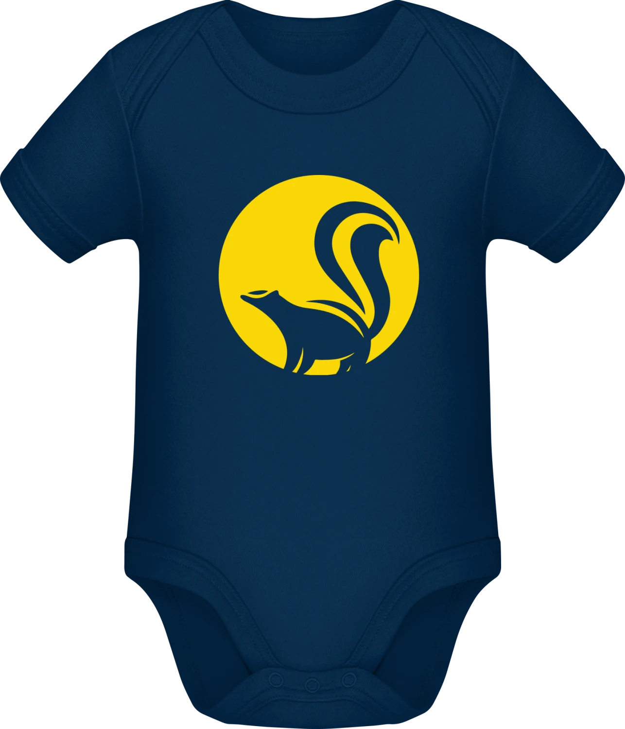 Skunk In Moonlight - Dark Blue Sonar SSL organic babybodsuit - Front